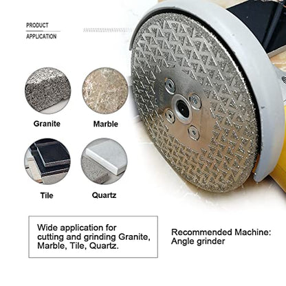 SHDIATOOL 5Inch Diamond Grinding Disc Cutting Wheel 5/8-11 Arbor for Marble - size: 5" Double(Thread:5/8"-11)