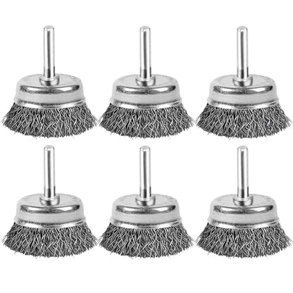 2 Inch Wire Cup Brush Set for Drill - 1/4 Inch Round Shank Abrasive Wire Cup Brush - Stainless Steel Crimped Carbon Steel Brush for Rust,Cleaning,Deburring,Removing Paint - style: 6pcs