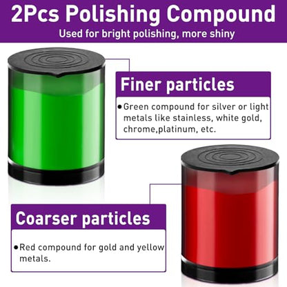 114 PCS Polishing Kit with 2Pcs Polishing Compound for Dremel, Abrasive Buffing Wheels Polishing Bits for Rotary Tool Accessories with 1/8 Inch Shank, Sanding Kit for Metal Wood Watch Jewelry Brass - style: 116pcs Buffing Wheels