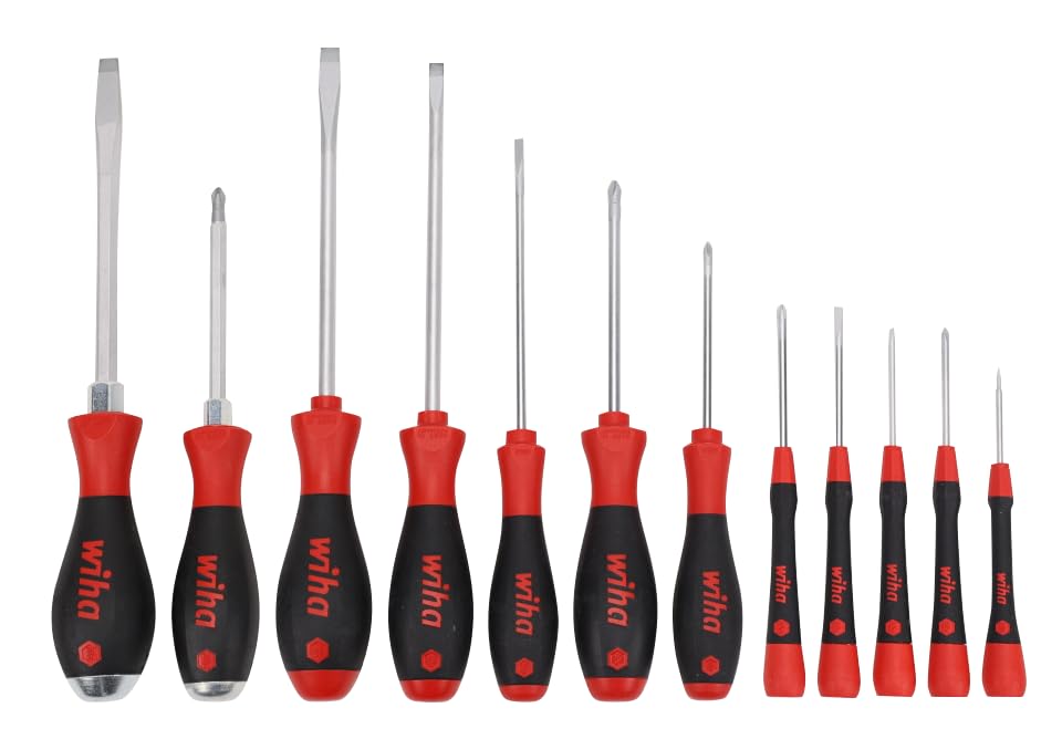 Wiha 30283 12 Piece Screwdriver Set - PicoFinish Precision, SoftFinish Standard and XHeavy Duty