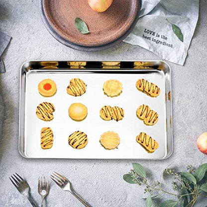 Baking Sheet Set of 2, Bastwe 18 inch Commercial Grade Stainless Steel Baking Pan, Professional Bakeware Oven Tray, Healthy & Non-toxic, Rust Free & Mirror Finish, Easy Clean & Dishwasher Safe - size: 18 inch
