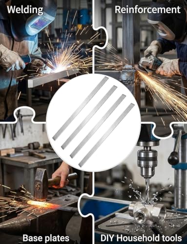 4pcs Cutable 304 Stainless Steel Flat Bar 1/8" Thickness,16" Length, 1" Width Metal Bar, Rectangular Brushed Finishing Trim Strips Sheet for DIY Craft Making - size: 16 x 1 x 1/8 Inch