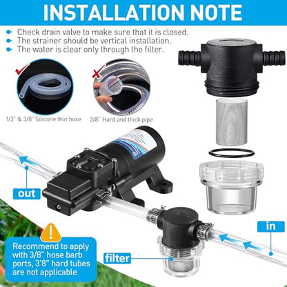 2 Pieces Water Pump Strainer 3/8 ID Hose Barb with Mesh Filter Screen