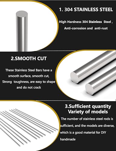 12Pcs 5/32 x 12in 304 Stainless Steel Rod, Metal Shaft - color: 12, size: 5/32x12in
