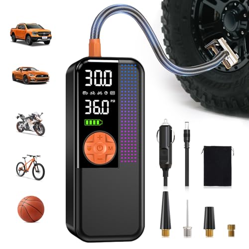 WEOLULI 150PSI Portable Cordless Tire Inflator Air Compressor - color: Orange, style: 6000mAh