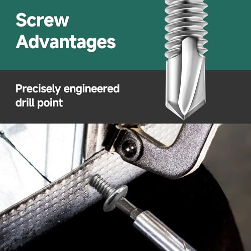100Pcs 10 x 1-1/2" Sheet Metal Screws, Stainless Steel Flat Head Socket Cap Self Drilling Screw, Allen Socket Drive, Self Tapping Screws with Drill Bit - color: Silver, size: #10 x 1-1/2"