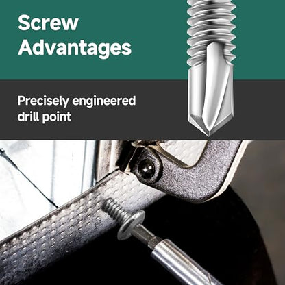 100Pcs 10 x 2 Sheet Metal Screws, Stainless Steel Flat Head Socket Cap Self Drilling Screw, Allen Socket Drive, Self Tapping Screws with Drill Bit - color: Silver, size: #10 x 2"