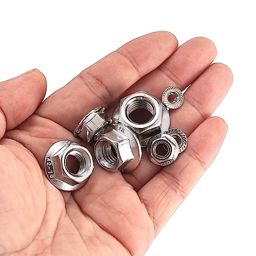 130 Pcs Stainless Steel Serrated Hex Flange Nut Kit - M3 to M12