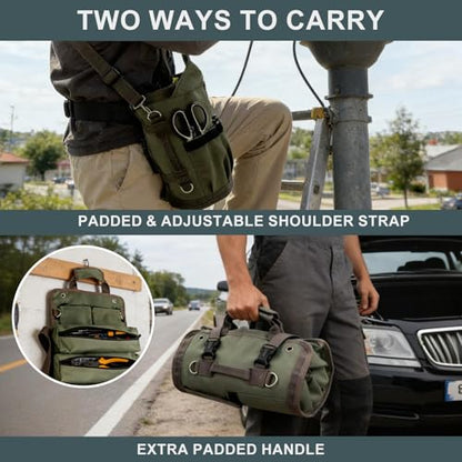 ITTAR Roll Up Tool Bag Organizer, Heavy Duty Motorcycle Tool Roll Up Bag