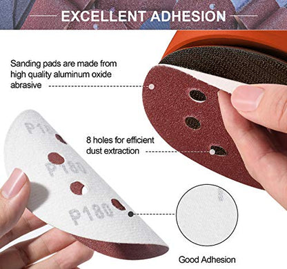 S SATC 150 PCS Sanding Disc 60 80 100 120 150 180 240 320 400 600 Grit Sanding Discs 5 Inch 8 Hole Hook and Loop Sanding Discs for Random Orbital Sander - style: 150PCS 5 Inch Assort Grit