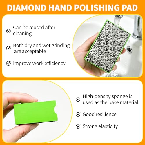 Diamond Hand Polishing Pads,400 Grit Diamond Sanding Pads with Foam Backing Tile Tools Polishing Pad Sanding Block Polishing forGlass Wood Ceramic Marble Metal 1pcs - color: purple