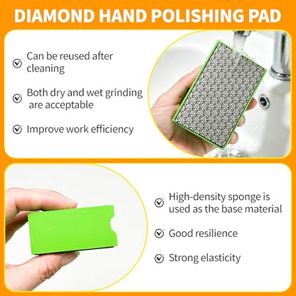 Diamond Hand Polishing Pads,100 Grit Diamond Sanding Pads - color: green