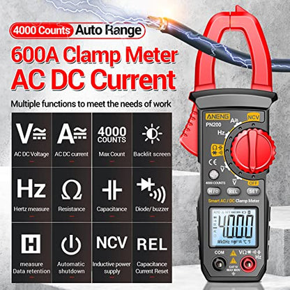 ANENG Digital Clamp Meter,Multimeter Tester,600A AC/DC Current,Voltage,NCV - style: 4000 Counts AC/DC Current