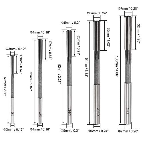 uxcell Chucking Reamer Set Lathe Machine Reamer Straight Flute Milling Cutter High Speed Steel H7 Tolerance (3mm 4mm 5mm 6mm 7mm 8mm 9mm 10mm 11mm 12mm) 10pcs - style: H7
