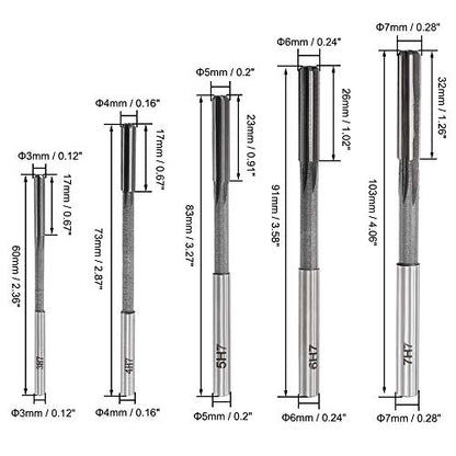 uxcell Chucking Reamer Set Lathe Machine Reamer Straight Flute Milling Cutter High Speed Steel H7 Tolerance (3mm 4mm 5mm 6mm 7mm 8mm 9mm 10mm 11mm 12mm) 10pcs - style: H7