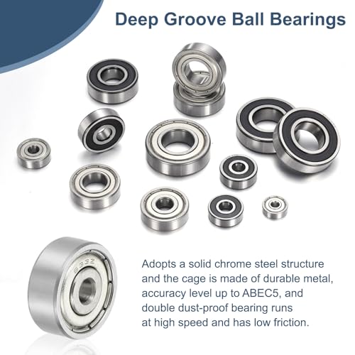 uxcell 8 Pack 634ZZ Deep Groove Ball Bearings, 4x16x5mm Chrome Steel Double Shield Bearing for Electric Motor, Home Appliances, Garden Machinery, (ABEC5) - size: 634ZZ