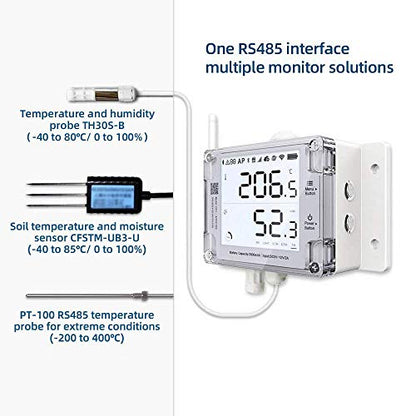 GS1-AETH1RS + Soil Temperature Moisture Probe Ethernet Thermometer Hygrometer, WiFi Temperature Humidity Sensor, Digital Temperature Data Logger, Free App Email Alert - style: GS1-AETH1RS + Soil