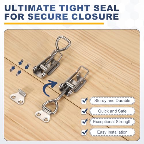 HARFINGTON 2pcs 4002 Toggle Latch Clamp Adjustable SUS304 with Lock Hole - color: Silver