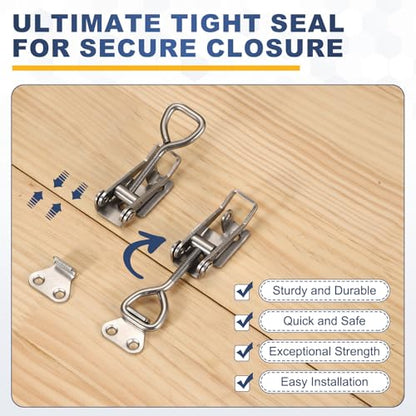 HARFINGTON 2pcs 4002 Toggle Latch Clamp Adjustable SUS304 with Lock Hole - color: Silver