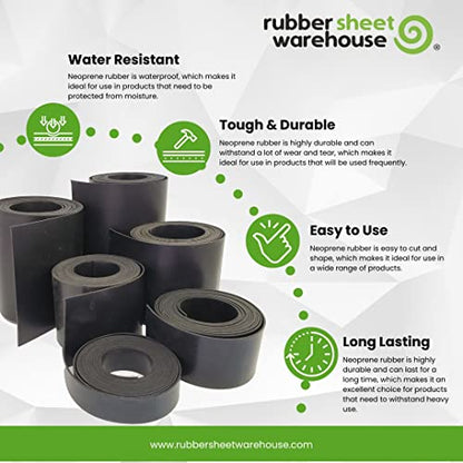 Neoprene Rubber Sheet, Rolls, Strips 1/4" (.250") Thick x 4" Wide x 10' Long Solid Rubber - size: 4" x 10', style: .250" thick