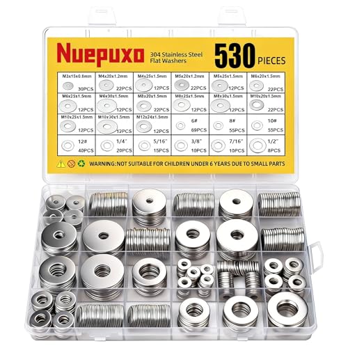 530PCS Flat Washers Assortment Kit, 304 Stainless Steel Washers - style: 530PCS (Metric+SAE)