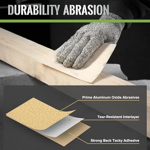 1/4 Sheet Sandpaper 4.5"x5.5" 25PCS 40 Grit Palm Sander Sheets for Woodworking, Automotive & Metal - style: 40grit