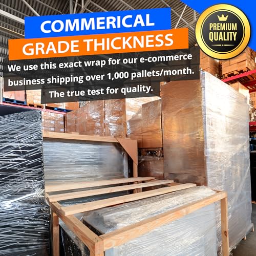 6 Rolls x 18" x 1500 Feet x 80 Gauge Clear Commercial Grade Heavy Duty Plastic Stretch Film Shrink Wrap | Industrial Strength Durable | Shipping Moving Packing Logistics | Holder Included - color: Clear, size: 6 PACK