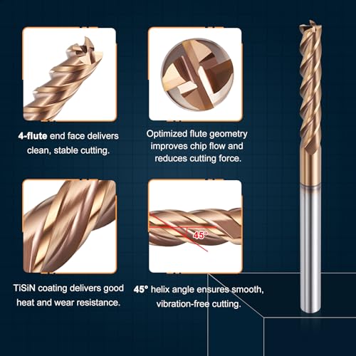 Carbide End Mill 1/4" Dia 1-1/2" CL 4" L 1/4" Shank 4 Flute - size: 1/4" Dia - 1-1/2" CL - 4" L - 1/4" Shank