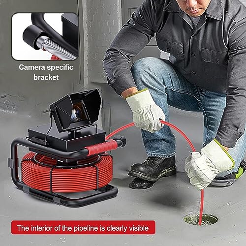 Sewer Camera 100FT/30M Borescopes Pipe Inspection Camera with 16G DVR/Audio Recorder 5600mA Battery 17MM 4.3inch Screen Industrial Plumbing Snake Drain Endoscope - size: 100FT/30M