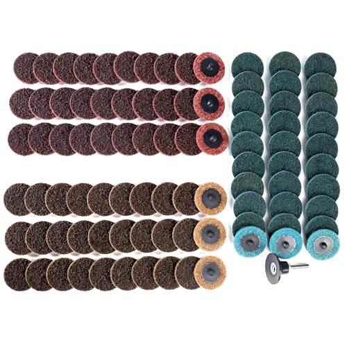 90PCS 2 inch Quick Change Assorted Grit Surface Conditioning Discs with 1/4" Shank Holder Snap-On Grinding Disc for Die Grinder Sanding Disc for Strip Polish Burr Finish-Fine Medium Coarse Set - style: 90PCS(Assorted Grit)