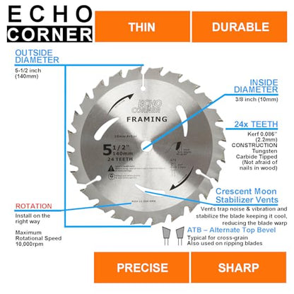 5-1/2" (10mm Arbor) Wood Cutting Circular Saw Blades, 140mmX10mmX48T/24T - style: Wood 24T/48T
