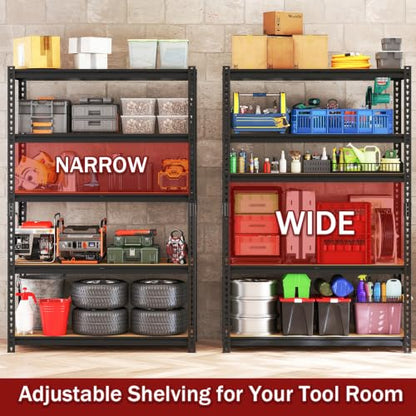 2400LBS Garage Shelving, 28" Wx12 Dx60 H Metal Storage Shelves - size: 60"H × 28"W × 12"D