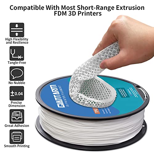 GIANTARM 95A TPU 3D Printer Filament 1.75mm, 1kg Spool, White, +/- 0.03mm - color: Tpu-white