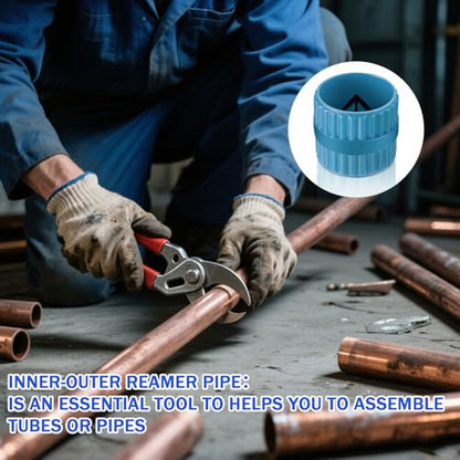 Pipe Reamer Deburring Tool, Inner & Outer for Copper PVC Brass Tubes Blue - color: Blue