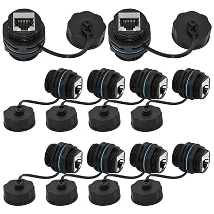 10PCS Panel Mounting Shielded CAT6 RJ45 Waterproof Connector - size: 10 Pieces CAT6