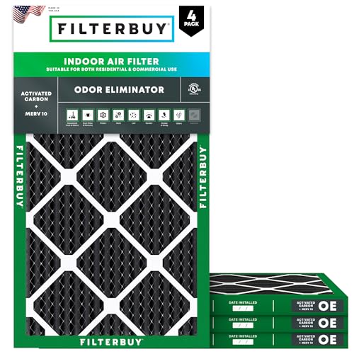 Filterbuy 12x20x1 Air Filter MERV 10 Odor & Allergy Defense (4-Pack) - size: 12x20x1