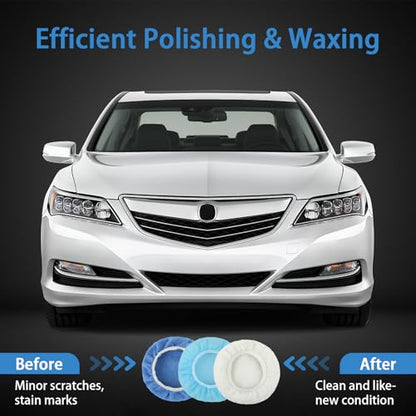 24 Pcs Car Buffing Pads 5-6 Inch Bonnet Set for Polishing Waxing