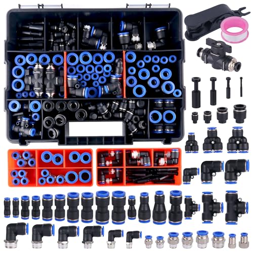 200PCS Pneumatic Air Hose Push to Connect Quick Release Fittings