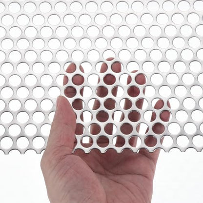 PATIKIL 11.8" x 4" 304 Stainless Steel Perforated Sheet, 0.2" Hole 19GA Expanded Metal Mesh Plate Screen Decorative Meshes for Ventilation Grill Smoking - size: 11.8" x 4"
