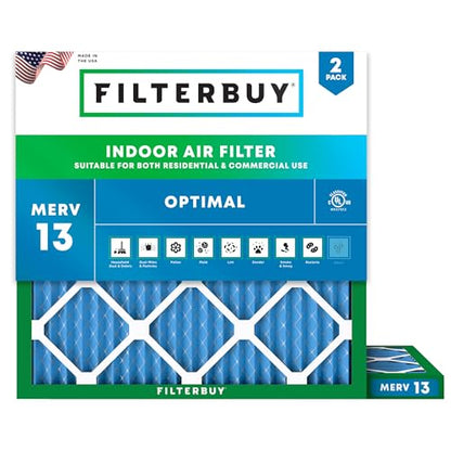 Filterbuy 11.25x11.25x1 Air Filter MERV 13 Smoke & Allergy Defense (2-Pack) - size: 11.25x11.25x1