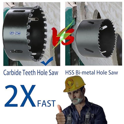 3 inch Carbide Grit Hole Saw Cutter for Hardy Plank Air Brick Stucco Drywall Fiber Cement siding Backer Board Plasterboard - color: 3"(76mm)