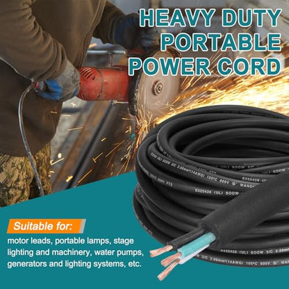 MECCANIXITY 14/3 SOOW Electrical Wire Cable 50ft 14 AWG 3 Conductor UL - size: 14AWG*50ft