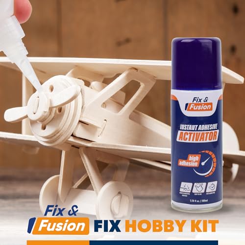 FIX & FUSION Activator Spray (3.38 Fl Oz), Instant Cure Accelerator for Cyanoacrylate (CA) Super Glue for Wood, Plastic, Rubber, Granite, and DIY & Professional, Accelerates Bonding Strength, (6 Pack) - size: 3.38 fl oz (100 ml)
