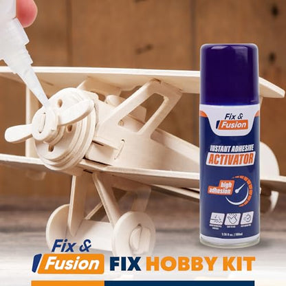 FIX & FUSION Activator Spray (3.38 Fl Oz), Instant Cure Accelerator for Cyanoacrylate (CA) Super Glue for Wood, Plastic, Rubber, Granite, and DIY & Professional, Accelerates Bonding Strength, (6 Pack) - size: 3.38 fl oz (100 ml)