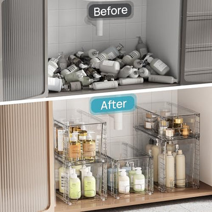 Vtopmart Clear Stackable Storage Drawers, 6 Pack Tall Organizer Set - style: 2 Large+2 Medium+2 Small