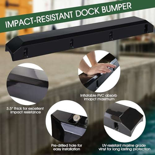 Boat Dock Bumpers for Edge/Piling,Dock Bumpers for Post/Pylon/Straight Edge - style: 2Pack-Black