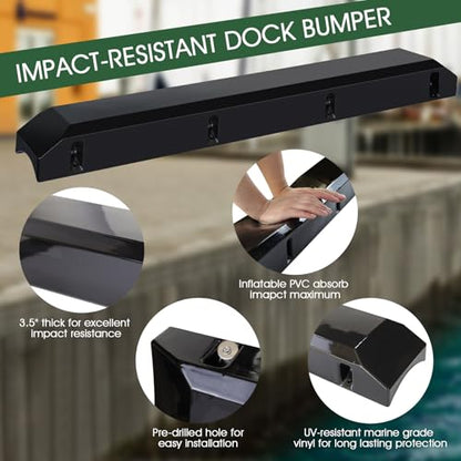 Boat Dock Bumpers for Edge/Piling,Dock Bumpers for Post/Pylon/Straight Edge - style: 2Pack-Black
