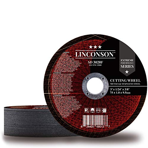 LINCONSON 25 Pack 3 Inch Cut Off Wheel for Metal & Stainless Steel Used On Angle Grinder 3”x1/24”x 3/8" Flat Disc (SD 3020F) - style: 3 Inch 25 Pack
