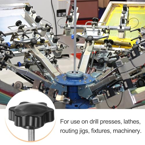 HARFINGTON 8pcs Star Knobs M6 x 25mm 304 Stainless Steel Threaded Stud 38mm Plastic 6-Star Head Hand Tightening Thumb Screw Clamping Jig Knob Handle, Black - size: M6 x 25mm x 38mm