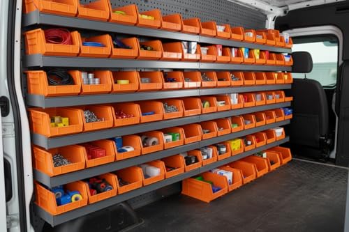 15" x 8" x 7" (12 Pack) Plastic Stackable Storage Bin, Orange - color: Orange, size: 12 Pack
